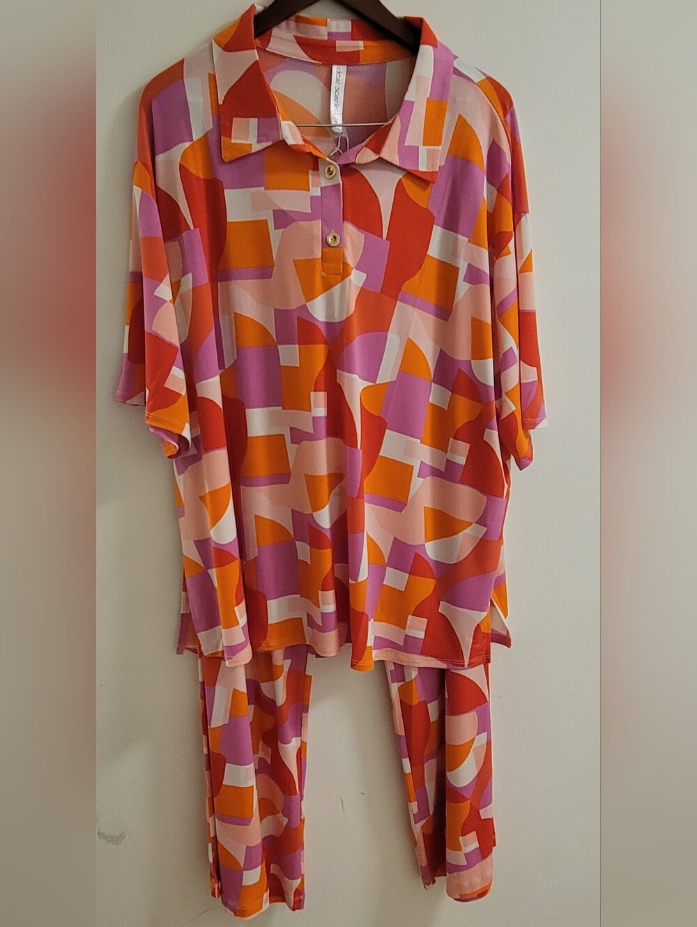 Dear Scarlett 2pc SS Colorblock Geometric Lounge Set